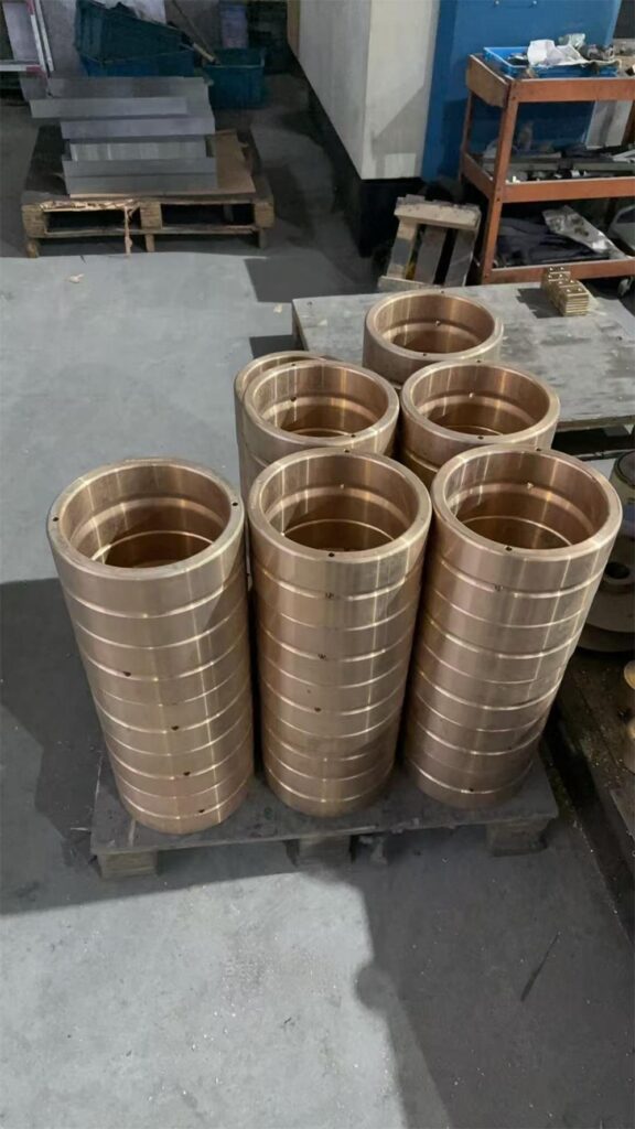 large size centrifugal cast bronze bushings ready for inspection