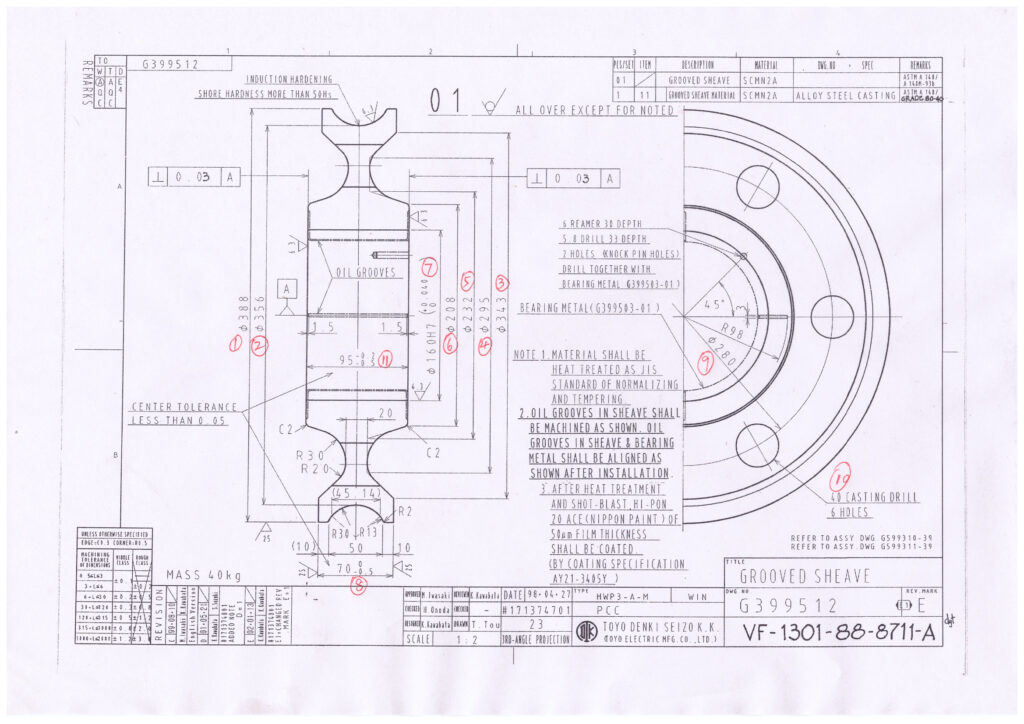 Grooved sheave drawing