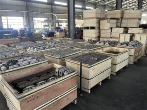 Casting parts packaging and palletizing process in factory
