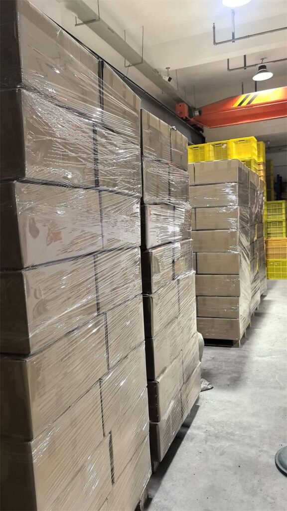 Packed custom ABS plastic pans ready for shipment