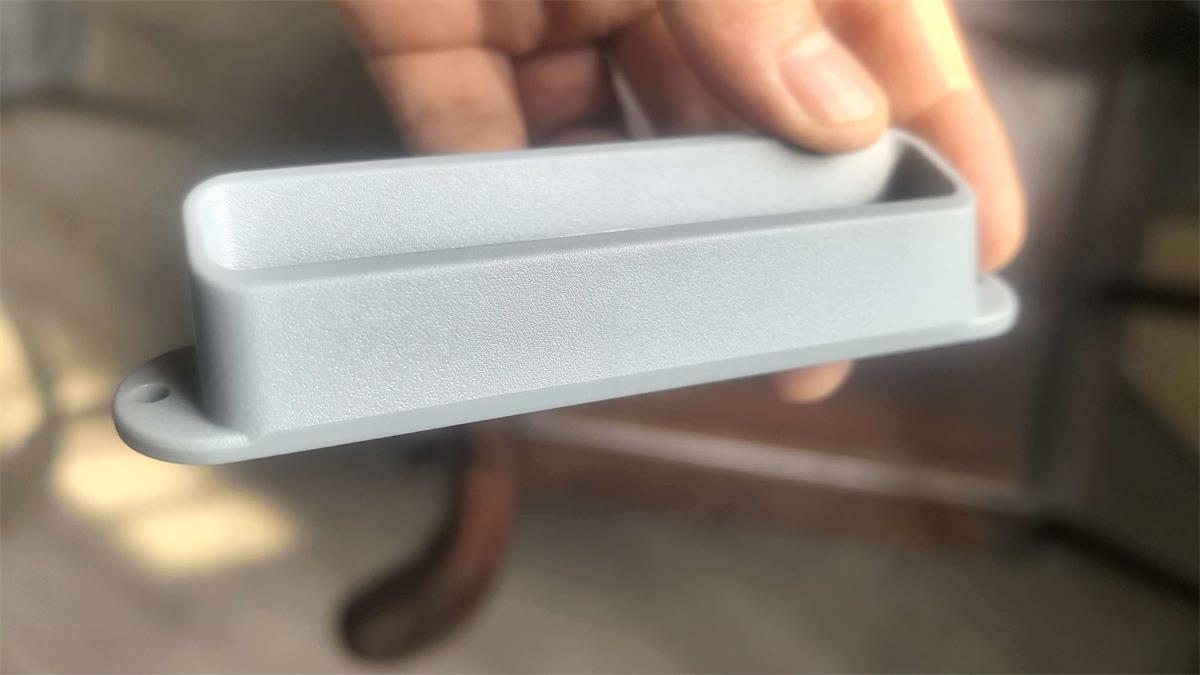 RAL 7042 gray ABS plastic nozzle sample after injection molding