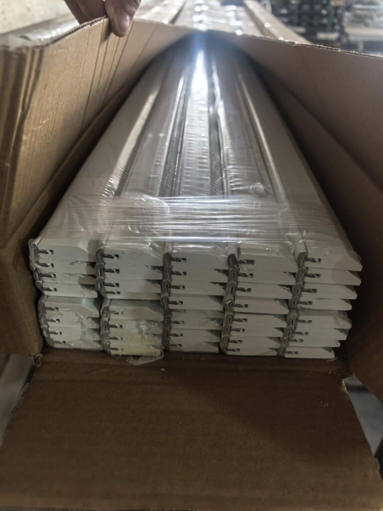 White PVC bead seal profiles packed with shrink film and carton