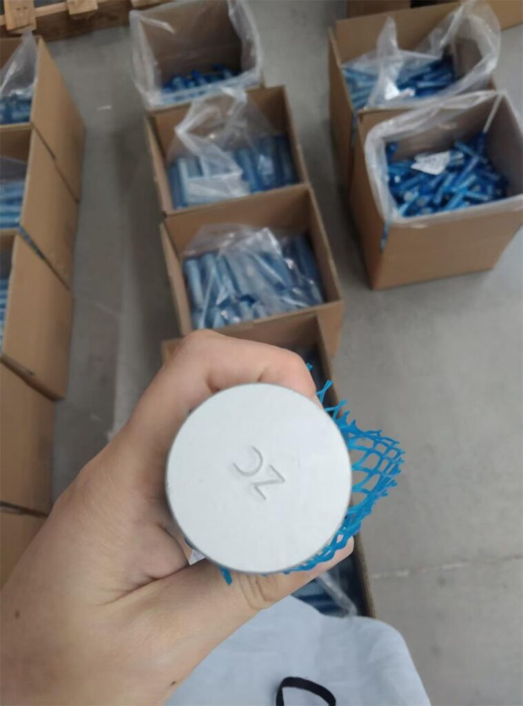 ZC batch code marking on Geomet coated safety chain pin