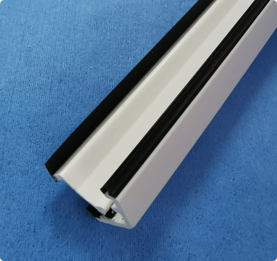 Custom PVC soft and rigid co-extrusion profile with black sealing strips