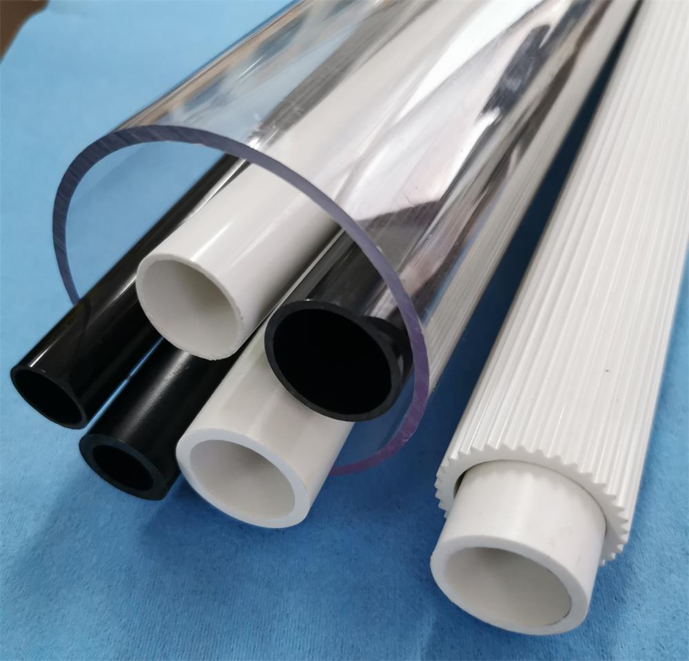 Custom PVC and transparent hollow extrusion profiles in different colors sizes and surface designs