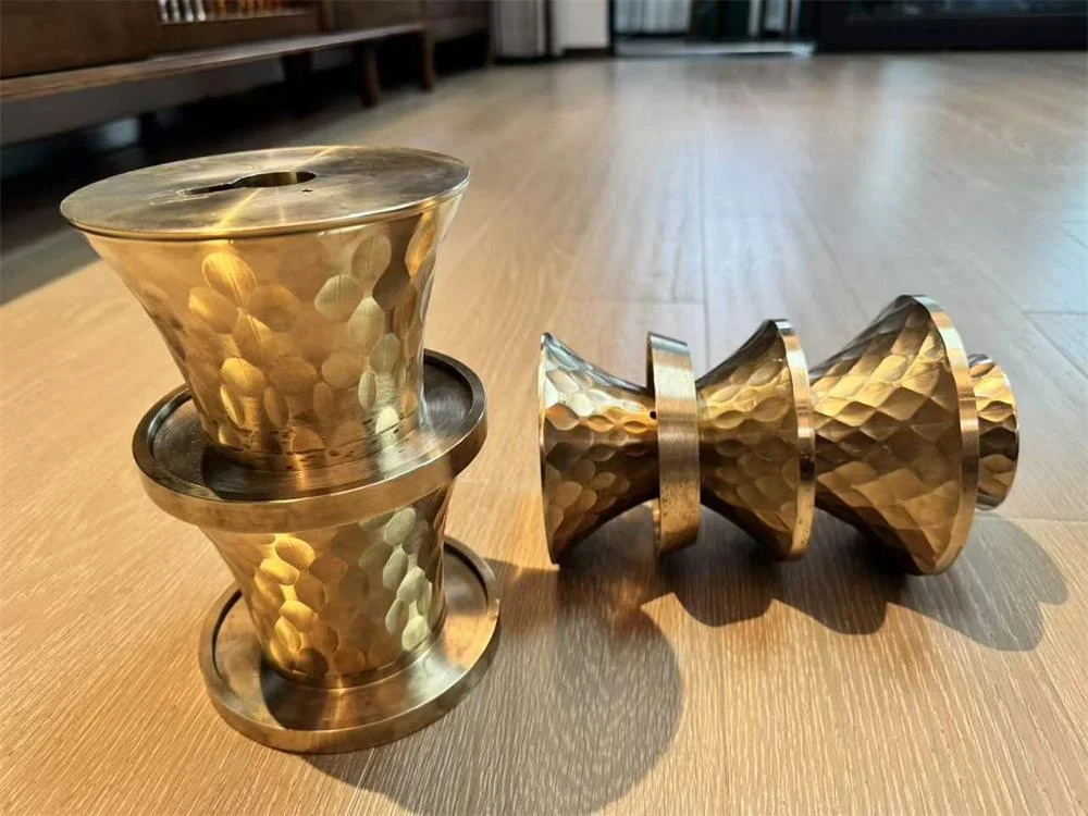 Precision machined brass hardware components with knurled surface